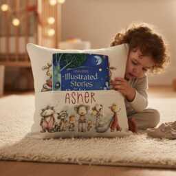Personalised Bedtime Story Book Pocket Cushion - Custom Kids Reading Pillow Animals in Pjs Nursery D??cor New Baby Gift, Toddler Birthday - thumbnail 2