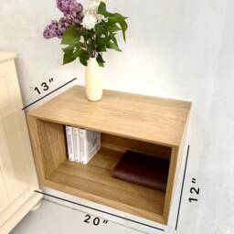Wall Mounted Nightstand, Oak Nightstand With Drawer, Floating Set Of 2, Unique Bookshelf Hanging Pair - thumbnail 3