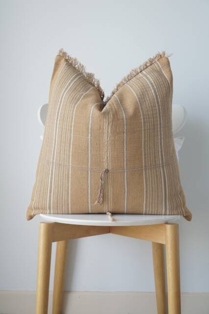 Brown Tribal Hemp Hand Woven Natural Dye Color Hmong Lumbar Pillow Cover - image 1