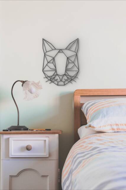 Geometric Cat Sculpture 3D - Hanging Wall Art Wall Decor Lover Gift Sign Crazy Cat Lady Kitten - image 1
