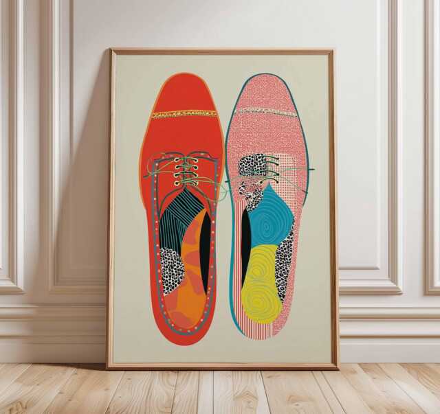 Colorful Shoe Art Print - Modern Pop Poster Abstract Fashion Wall Retro Illustration Bold Contemporary Artwork - image 1