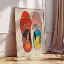 Colorful Shoe Art Print - Modern Pop Poster Abstract Fashion Wall Retro Illustration Bold Contemporary Artwork - thumbnail 2