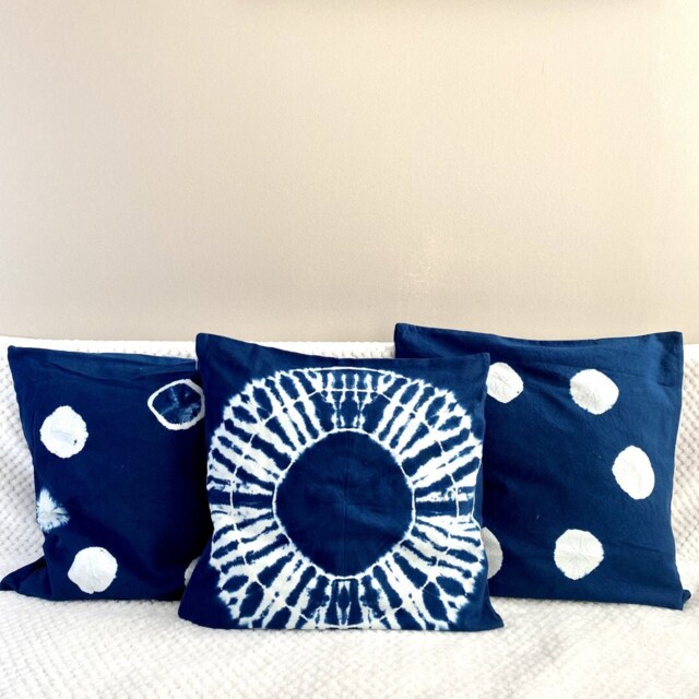 Indigo Blue Throw Pillow Cushion Covers, Shibori Case, 18 X 18 Inches. Boho.bohemian, Tie Dyed, Blue Cover, Accent Covers - image 1