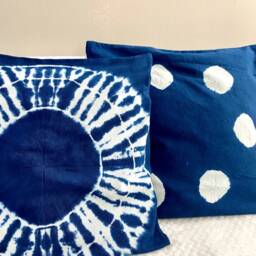 Indigo Blue Throw Pillow Cushion Covers, Shibori Case, 18 X 18 Inches. Boho.bohemian, Tie Dyed, Blue Cover, Accent Covers - thumbnail 2
