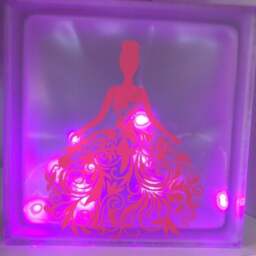 Large Princess Girl Glass Block, Princess Night Light, Nursery Decor, Light Up Gift - thumbnail 2