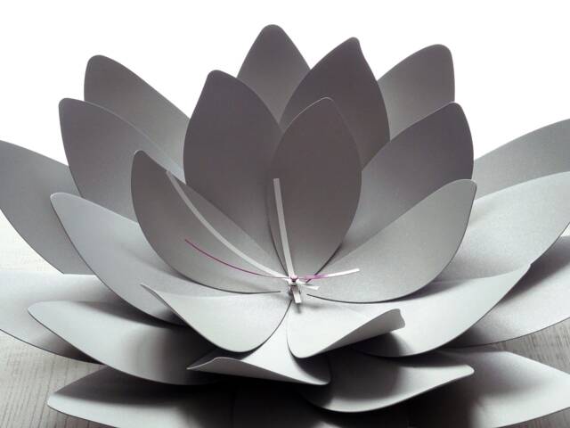 Lotus Flower Wall Clock, Large Metal Art Decor - image 1