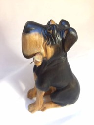 "Exclusive Hand Carved Wooden Figurine ""Dog With A Bone" - thumbnail 4
