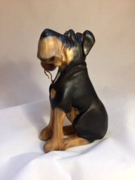 "Exclusive Hand Carved Wooden Figurine ""Dog With A Bone" - thumbnail 2