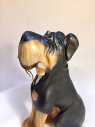"Exclusive Hand Carved Wooden Figurine ""Dog With A Bone" - thumbnail 3