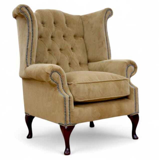 Luxury Velvet Beige High Back Armchair Handmade Limited Stock - image 1