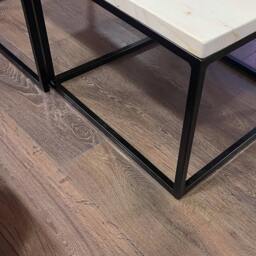 Rustic Wooden Nesting Tables Farmhouse Coffee Table Set With Industrial Square Metal Frame Legs - thumbnail 3