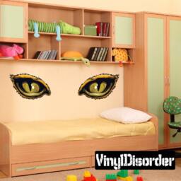Predator Eyes Wall Decal - Fabric Vinyl Removable & Reusable Predatoreyesuscolor004Et
