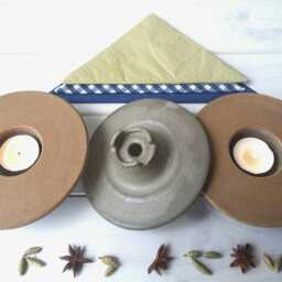 Ceramic Tealight Cup, Tea Light Holder, Shabbat Candleholder, Ner Mitzvah Dinner Candle Holders, Pottery Lovers Gift - thumbnail 4