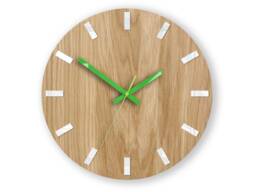 Wall Clock Wood Clock Large Wall Gift Decor Unique Oak Clocks White Green - thumbnail 1