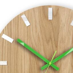 Wall Clock Wood Clock Large Wall Gift Decor Unique Oak Clocks White Green - thumbnail 2