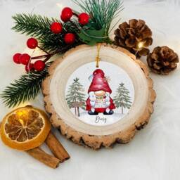 Personalised Santa Gnome Christmas Bauble Ornament - thumbnail 2