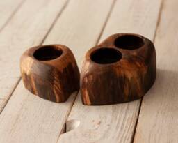 Handcrafted Oak Tealight Candle Holder Set Rustic Wood Decor