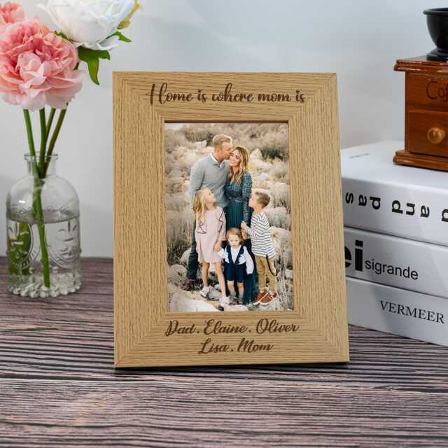 Custom Wood Photo Frame For Family Engraved Picture Gift Personalized Mom Gifts Birthday For - image 1