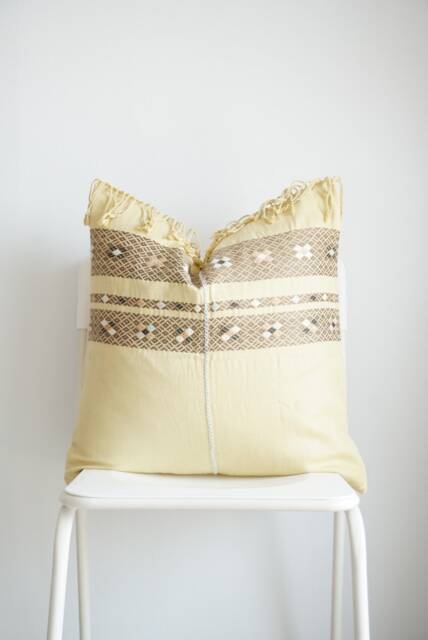 Tribal Hemp Hand Woven Striped Natural Dye Color Hmong Pillow Cover - image 1