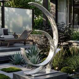 Modern Metal Sculpture Handcrafted Luxury Abstract Art, Indoor Or Outdoor - thumbnail 4