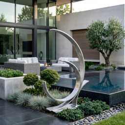 Modern Metal Sculpture Handcrafted Luxury Abstract Art, Indoor Or Outdoor - thumbnail 3