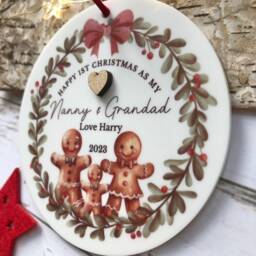 Boy Or Girl, 1st Christmas As Grandparents Acrylic Tree Decoration With Gift Bag - thumbnail 2