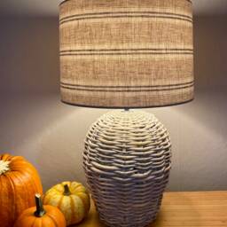 Linen Lampshade Or Ceiling Grey Stripes Natural Washed French Linen - thumbnail 2