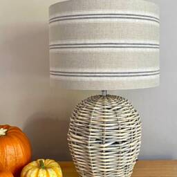 Linen Lampshade Or Ceiling Grey Stripes Natural Washed French Linen - thumbnail 3