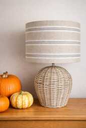Linen Lampshade Or Ceiling Grey Stripes Natural Washed French Linen