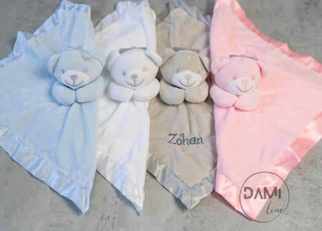 Personalised Teddy Bear Comforter, Baby Girl/Boy Gift, Newborn Comfort Blanket - image 1