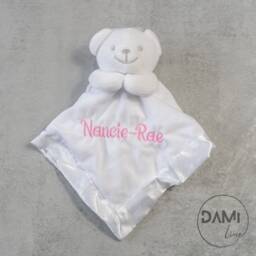 Personalised Teddy Bear Comforter, Baby Girl/Boy Gift, Newborn Comfort Blanket - thumbnail 3