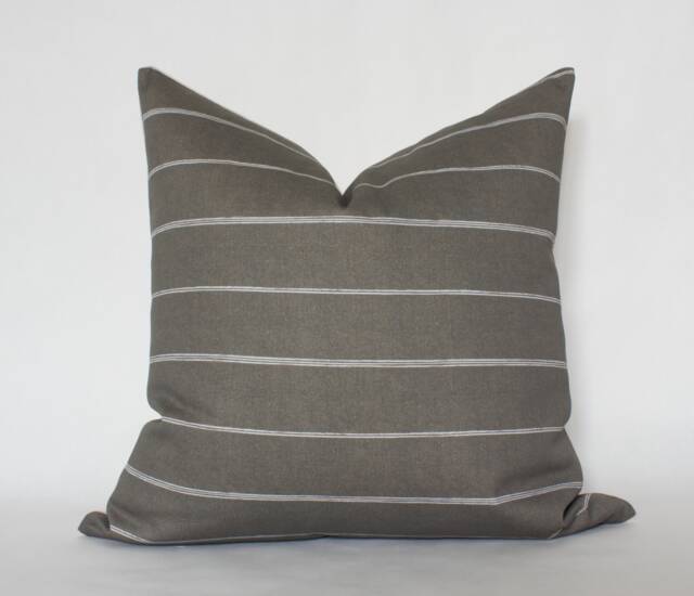 Brown Stripe Pillow 22x22, Dark Throw 18x18, Cushion Covers For Couch, Cover 20x20 -- Striped - image 1