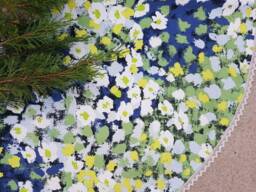 Floral Christmas Tree Skirt Ornament Decor Nordic Swedish Fabric
