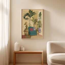 Reading Nook Poster, Botanical Interior Print, Tropical Wall Art - thumbnail 2