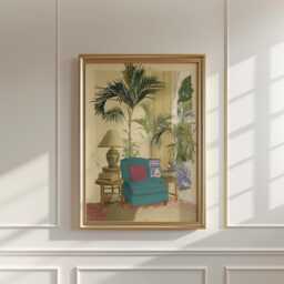 Reading Nook Poster, Botanical Interior Print, Tropical Wall Art - thumbnail 3