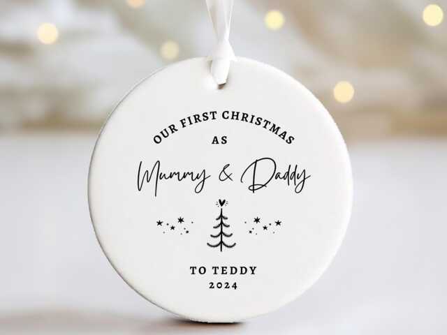 Personalised First Christmas As Mummy & Daddy Tree Decoration - Parents Ornament And - image 1