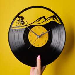 Vinyl Record Wall Clock Bicycle Retro Cyclist Bike Decor, Upcycled Gift For Brother