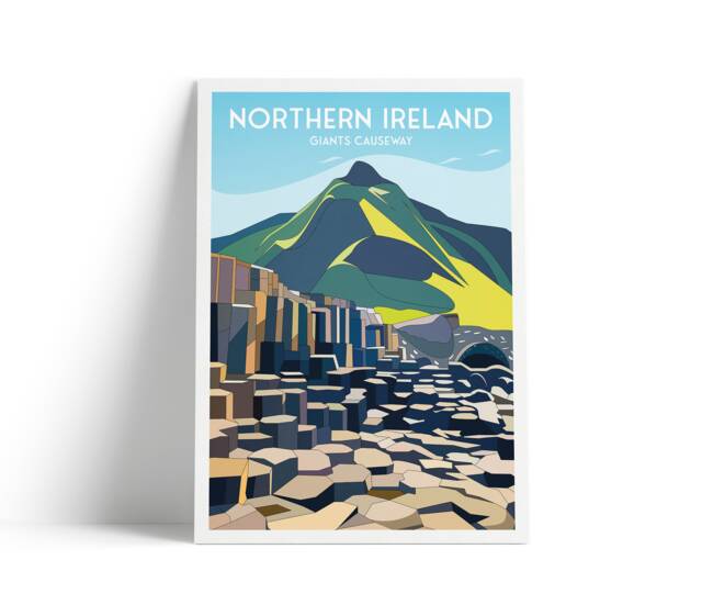 Giant's Causeway Print - Northern Ireland Travel Poster A3, A2, A1 Sizes