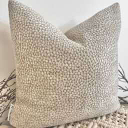Luxury Handcrafted Beige Boucle Scatter Cushion For Sofa Or Bed Sumptuous Velvet Texture - Style 9 - thumbnail 2