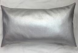 Home Decorsilver Faux Leather Pillow Covers, Metallic Cushion, Decorative For Couch, Silver Throw - thumbnail 1