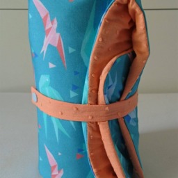 Baby Blanket/ Rug Blue & Coral Nomatic With Origami Birds Pattern - thumbnail 4