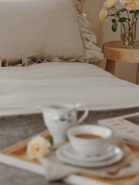 Lilou Linen Pillowcase With Ruffles - Natural