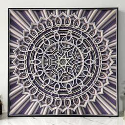 Nebula Multilayer Wood Carving Art, Geometric Mandala Handmade Wall Hanging, Home & Office Decoration - thumbnail 2