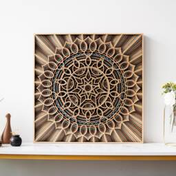 Nebula Multilayer Wood Carving Art, Geometric Mandala Handmade Wall Hanging, Home & Office Decoration - thumbnail 1