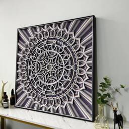 Nebula Multilayer Wood Carving Art, Geometric Mandala Handmade Wall Hanging, Home & Office Decoration - thumbnail 3