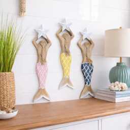 Handcrafted Wooden Mermaid. Coastal Home Decor. Bathroom Wall Art - thumbnail 1