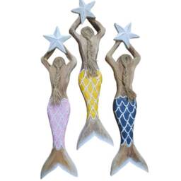Handcrafted Wooden Mermaid. Coastal Home Decor. Bathroom Wall Art - thumbnail 2