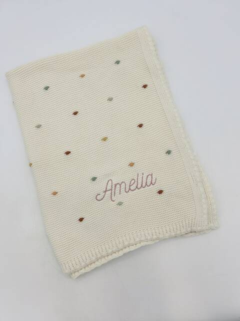 Rainbow Pom-Pom Baby Blanket - image 1