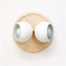 White & Maple Wood Bohemian Double Sconce Light Vanity Wooden Kitchen Fixture Bedside Lighting - thumbnail 2
