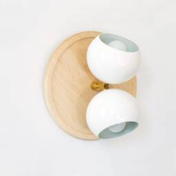 White & Maple Wood Bohemian Double Sconce Light Vanity Wooden Kitchen Fixture Bedside Lighting - thumbnail 3